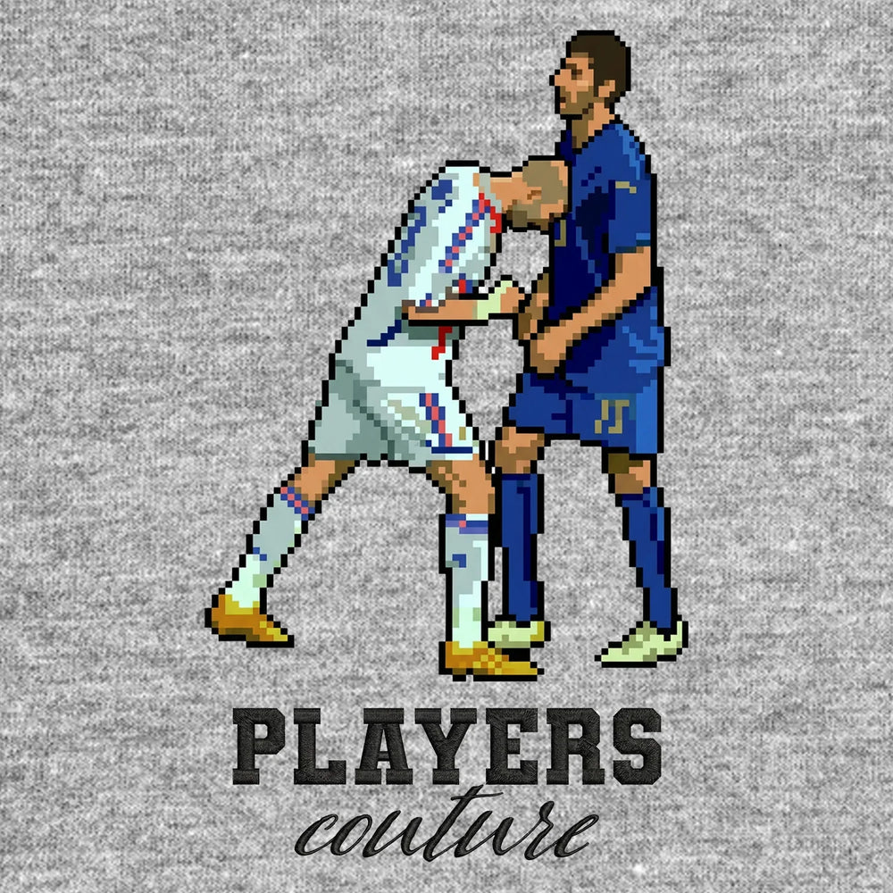 Zinedine Zidane 8-Bit Headbutt Badge Men's T-Shirt – black close-up detail shot of the Zinedine Zidane 8-Bit Headbutt
