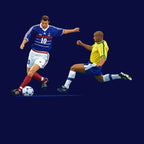 Zinedine Zidane & Roberto Carlos Icon hoodie – navy men's hoodie with white Zinedine Zidane & Roberto Carlos Icon letters