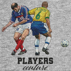 Zinedine Zidane & Roberto Carlos Badge Men's Hoodie – grey close-up detail shot of the Zinedine Zidane & Roberto Carlos