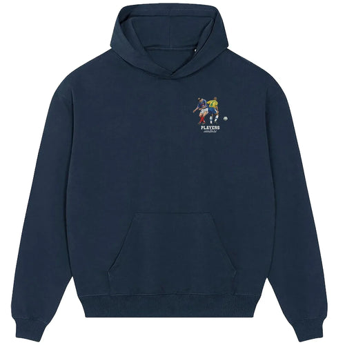 Zinedine Zidane & Roberto Carlos hoodie – navy men's hoodie featuring the Zinedine Zidane & Roberto Carlos Players Couture