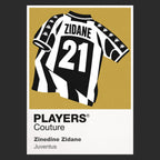 Zinedine Zidane Juventus number 21 Icon Frame artwork in black