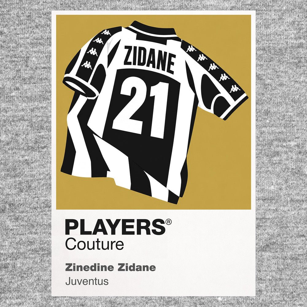 Zinedine Zidane Juventus number 21 Icon Frame artwork in grey