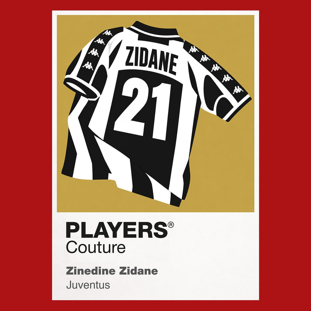 Zinedine Zidane Juventus number 21 Icon Frame artwork in red