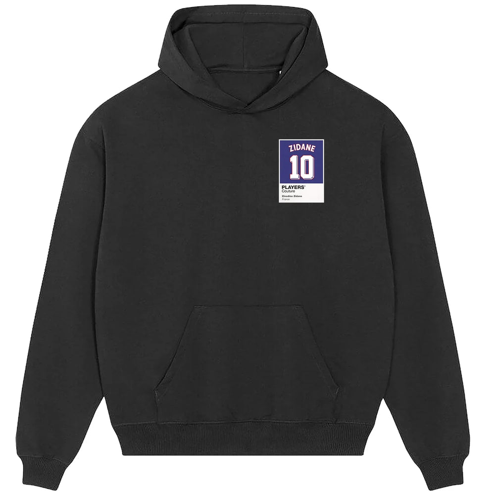 Zinedine Zidane 10 Football hoodie – black men's hoodie featuring the Zinedine Zidane 10 Football Players Couture logo