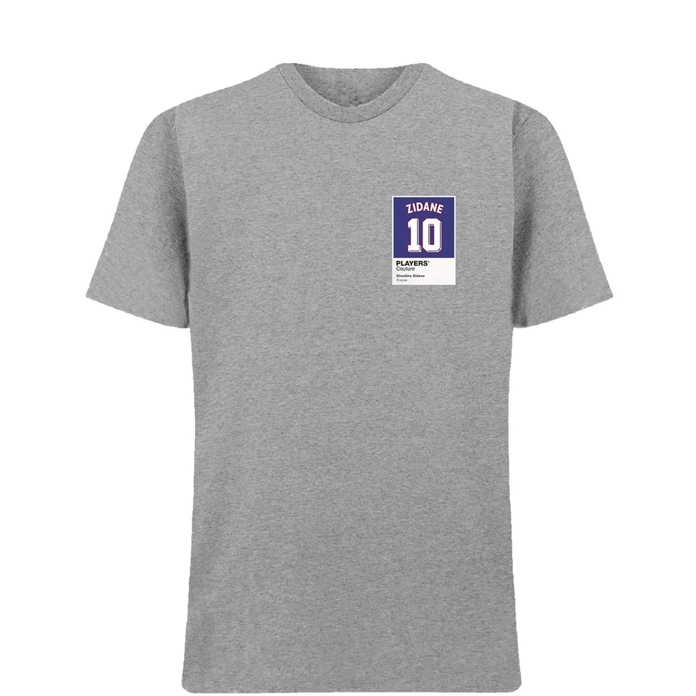 Zinedine Zidane 10 Football t-shirt – grey men's t-shirt featuring the Zinedine Zidane 10 Football Players Couture logo