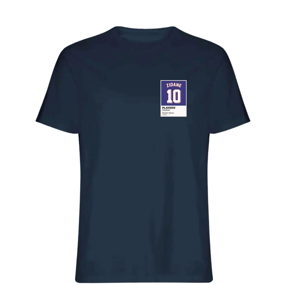 Zinedine Zidane 10 Football t-shirt – navy men's t-shirt featuring the Zinedine Zidane 10 Football Players Couture logo