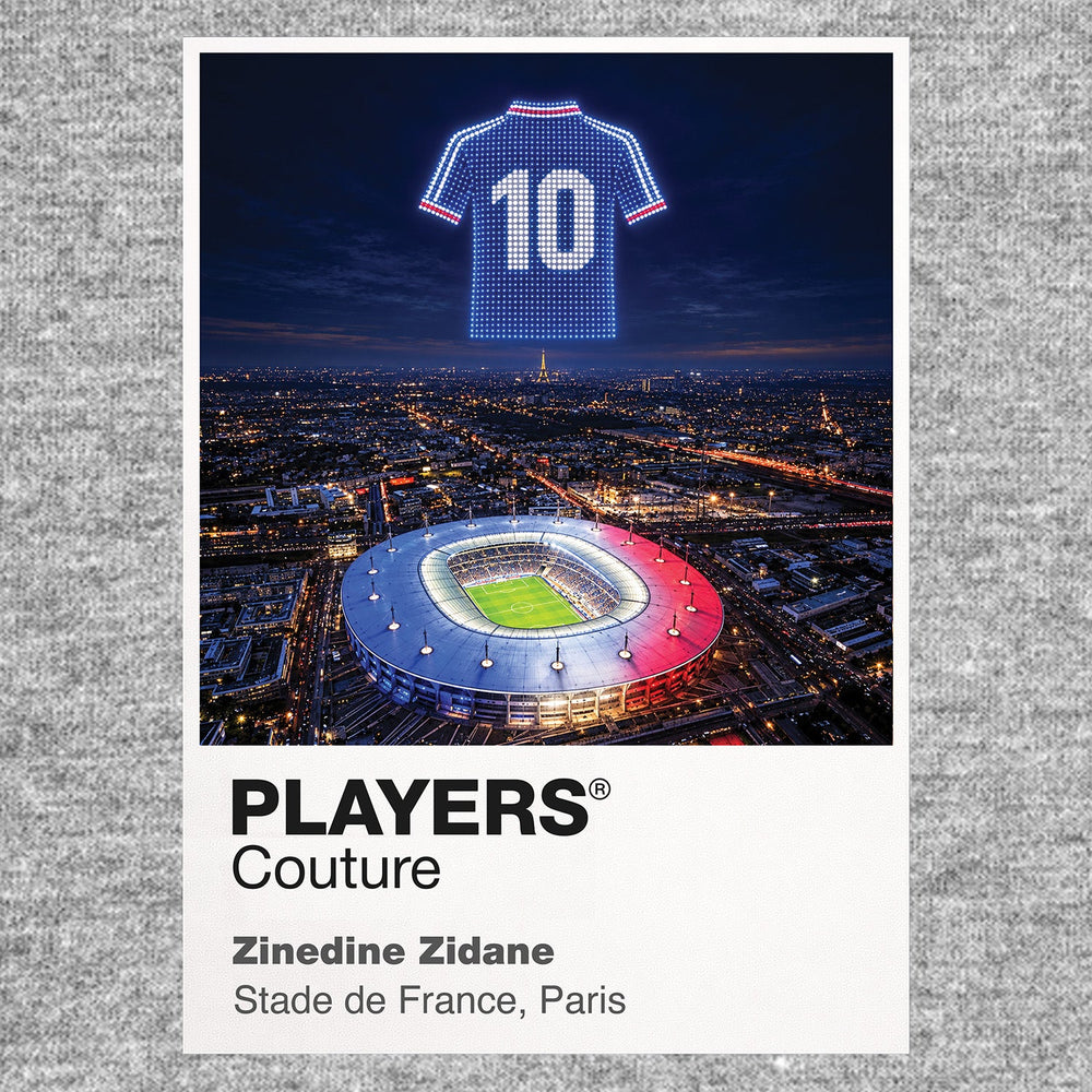 Zinedine Zidane France number 10 Icons in Lights Frame artwork in grey