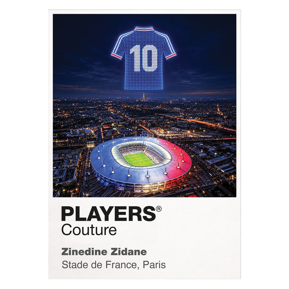 Zinedine Zidane France number 10 Icons in Lights Frame artwork in white