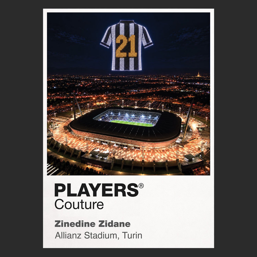 Zinedine Zidane Juventus Icons in Lights Frame artwork in black