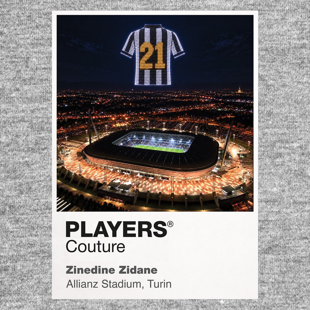 Zinedine Zidane Juventus Icons in Lights Frame artwork in grey