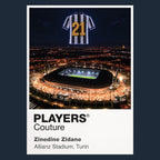 Zinedine Zidane Juventus Icons in Lights Frame artwork in navy