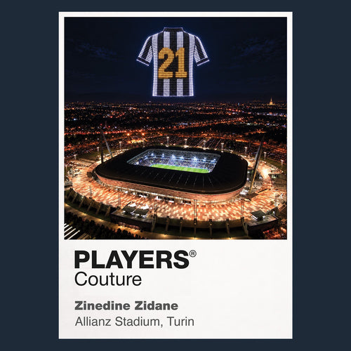 Zinedine Zidane Juventus Icons in Lights Frame artwork in navy