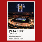Zinedine Zidane Juventus Icons in Lights Frame artwork in red