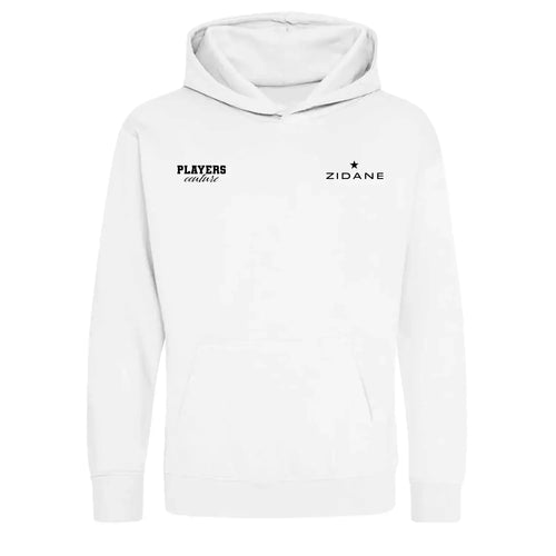 Zinedine Zidane hoodie – white kids' hoodie featuring the Zinedine Zidane Players Couture logo