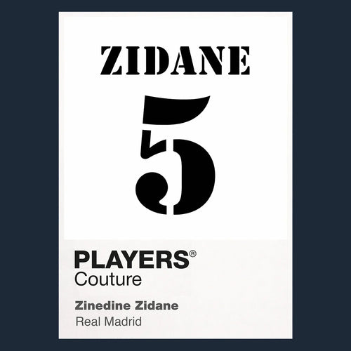 Zinedine Zidane 5 Football Shirt Frame Men's Hoodie – navy close-up detail shot of the Zinedine Zidane Players Couture logo