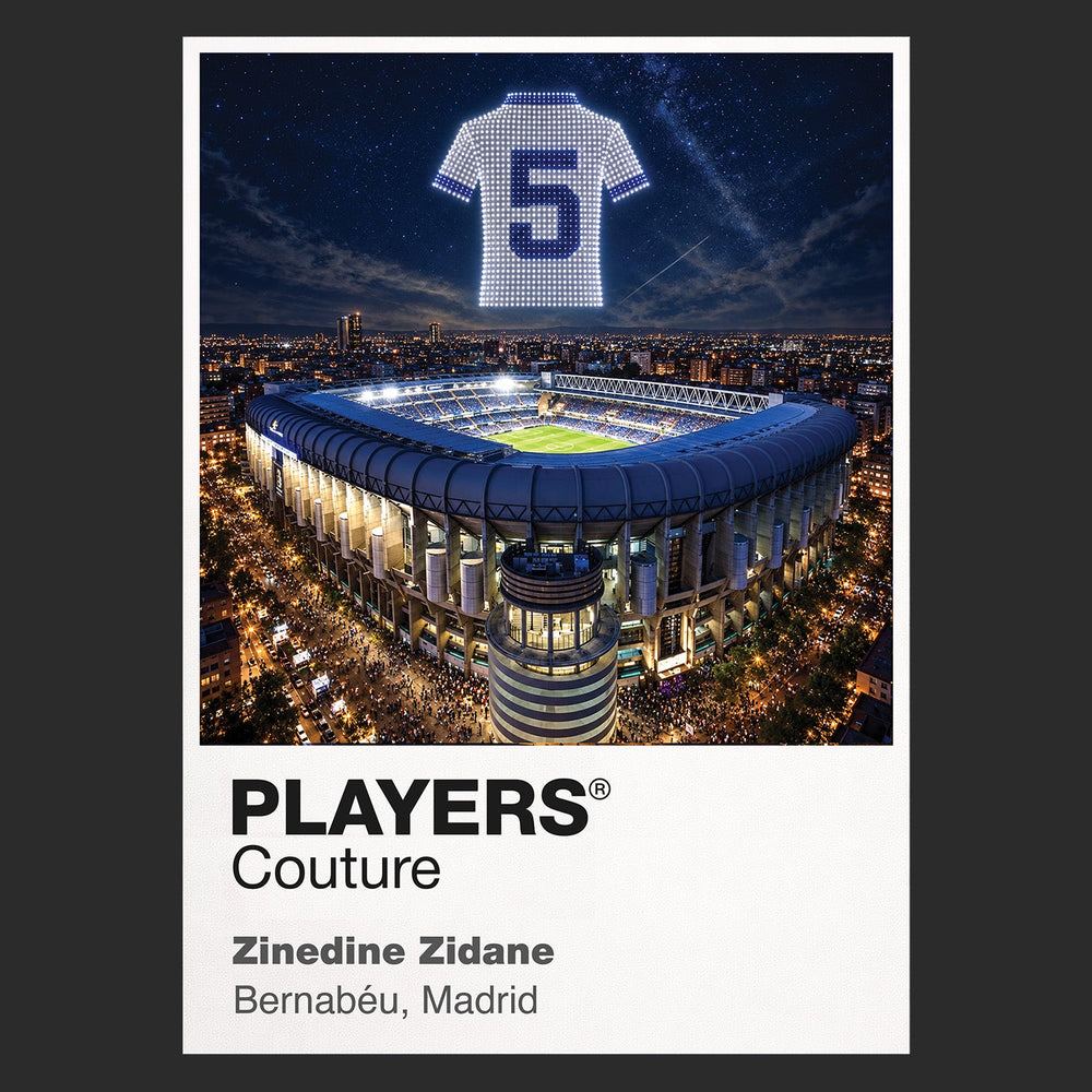 Zinedine Zidane Real Madrid number 5 Icons in Lights Frame artwork in black