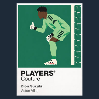Zion Suzuki Aston Villa goalkeeper Icon Frame artwork in navy