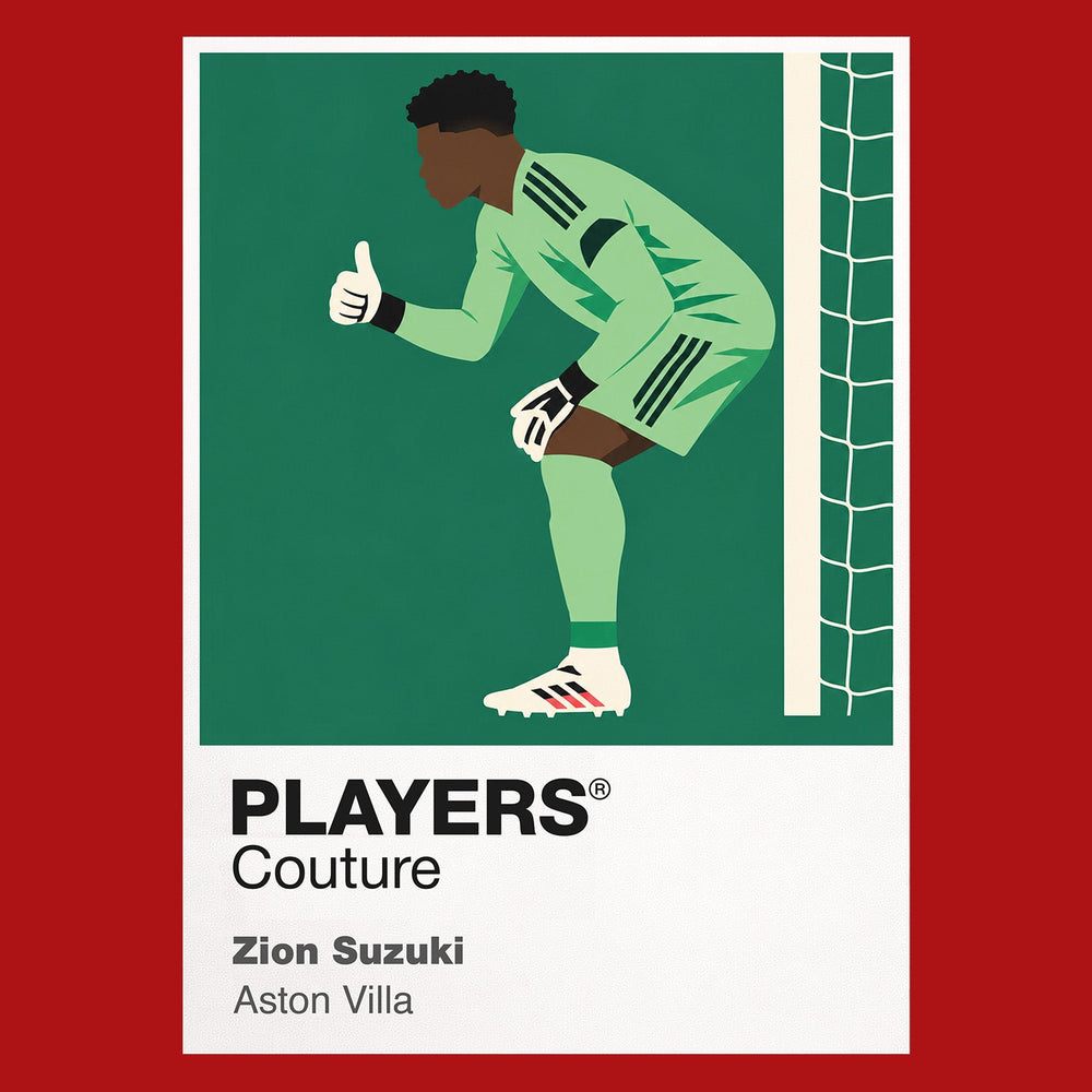 Zion Suzuki Aston Villa goalkeeper Icon Frame artwork in red