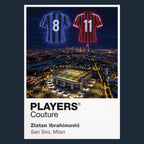Zlatan Ibrahimović Inter Milan and AC Milan Icons in Lights Frame artwork in navy