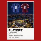 Zlatan Ibrahimović Inter Milan and AC Milan Icons in Lights Frame artwork in red