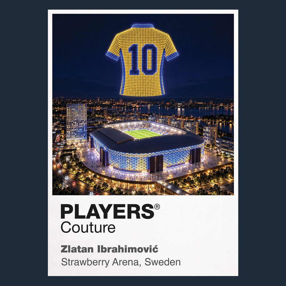 Zlatan Ibrahimovic Sweden number 10 Icons in Lights Frame artwork in navy