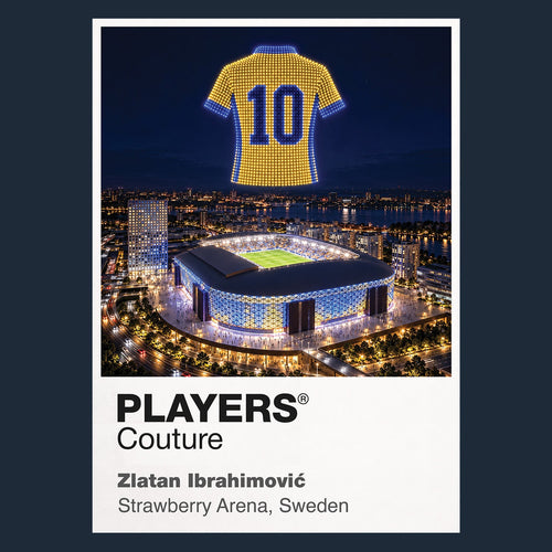 Zlatan Ibrahimovic Sweden number 10 Icons in Lights Frame artwork in navy