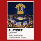 Zlatan Ibrahimovic Sweden number 10 Icons in Lights Frame artwork in red